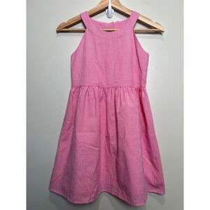 Florence Eiseman Girls Pink Gingham Check Halter Dress Bow Back Size 8 S4795